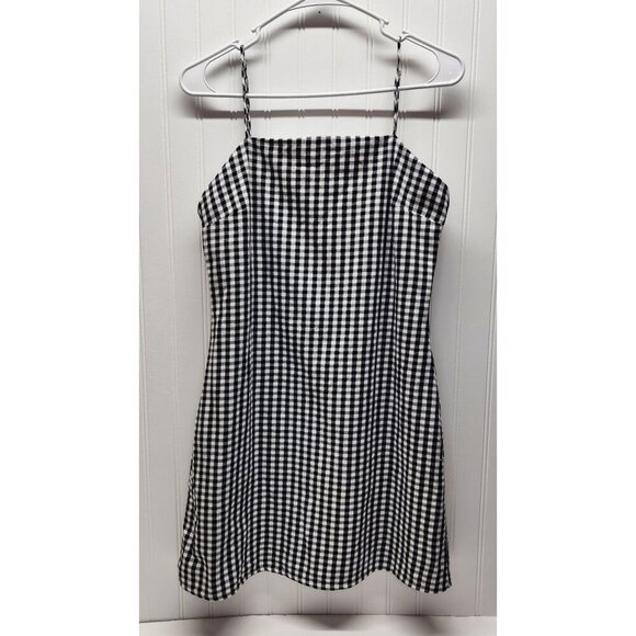Altar'd State Black and White Gingham  Dress with Spaghetti Straps Size Medium - Picture 1 of 14